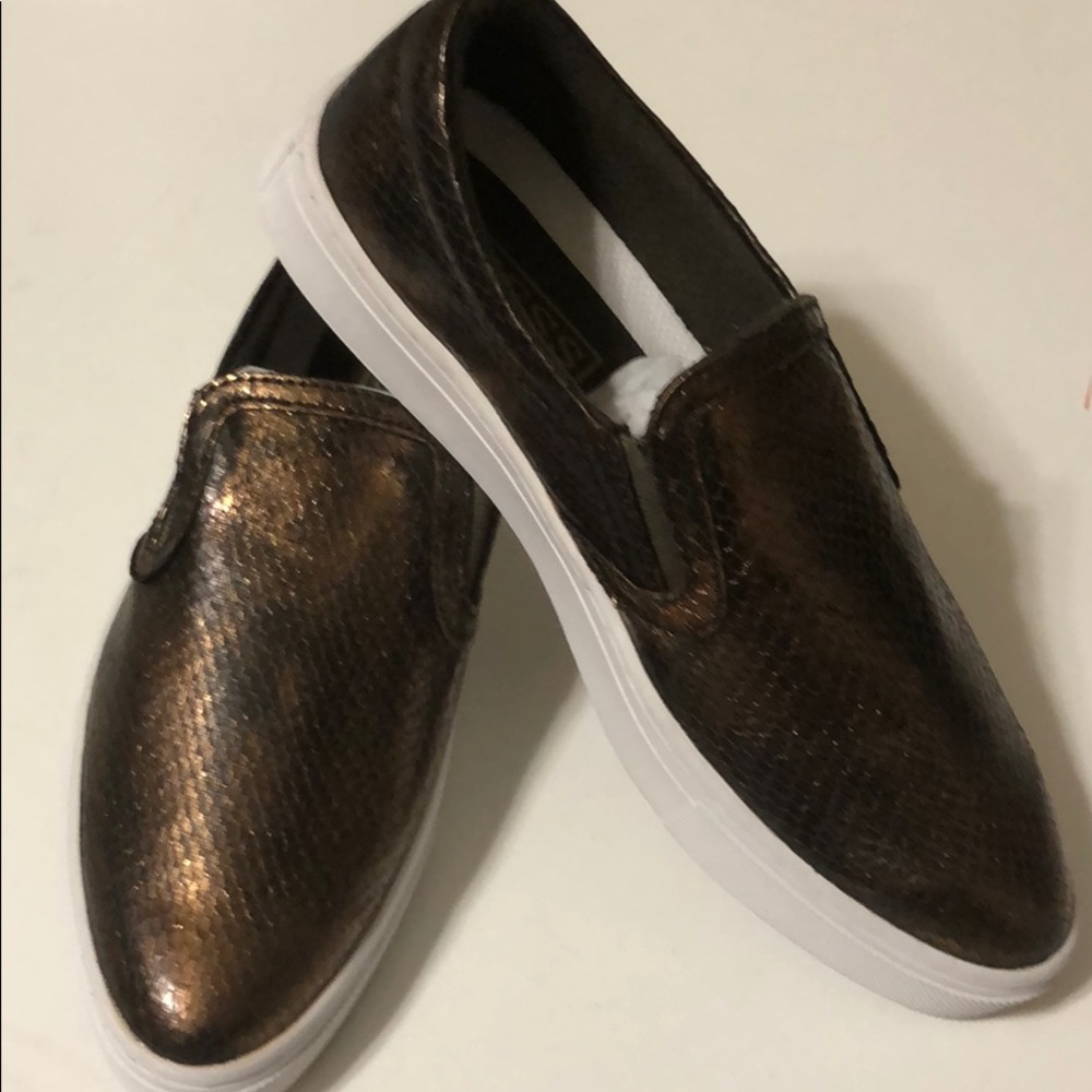 New Metallic Copper Python embossed slip ons - Picture 2 of 3